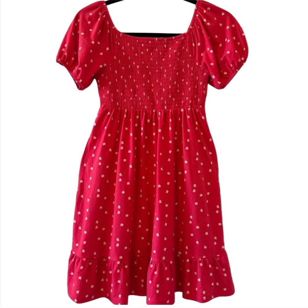 Walking on sunshine Girls Red Floral Smocked Dress (Nordstroms)